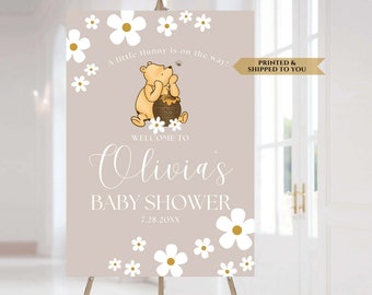 Classic Pooh Baby Shower Welcome Sign, Pooh Bear Party Poster, Gender Neutral Party Sign, Pooh Baby Shower Decorations, Vintage Pooh Sign