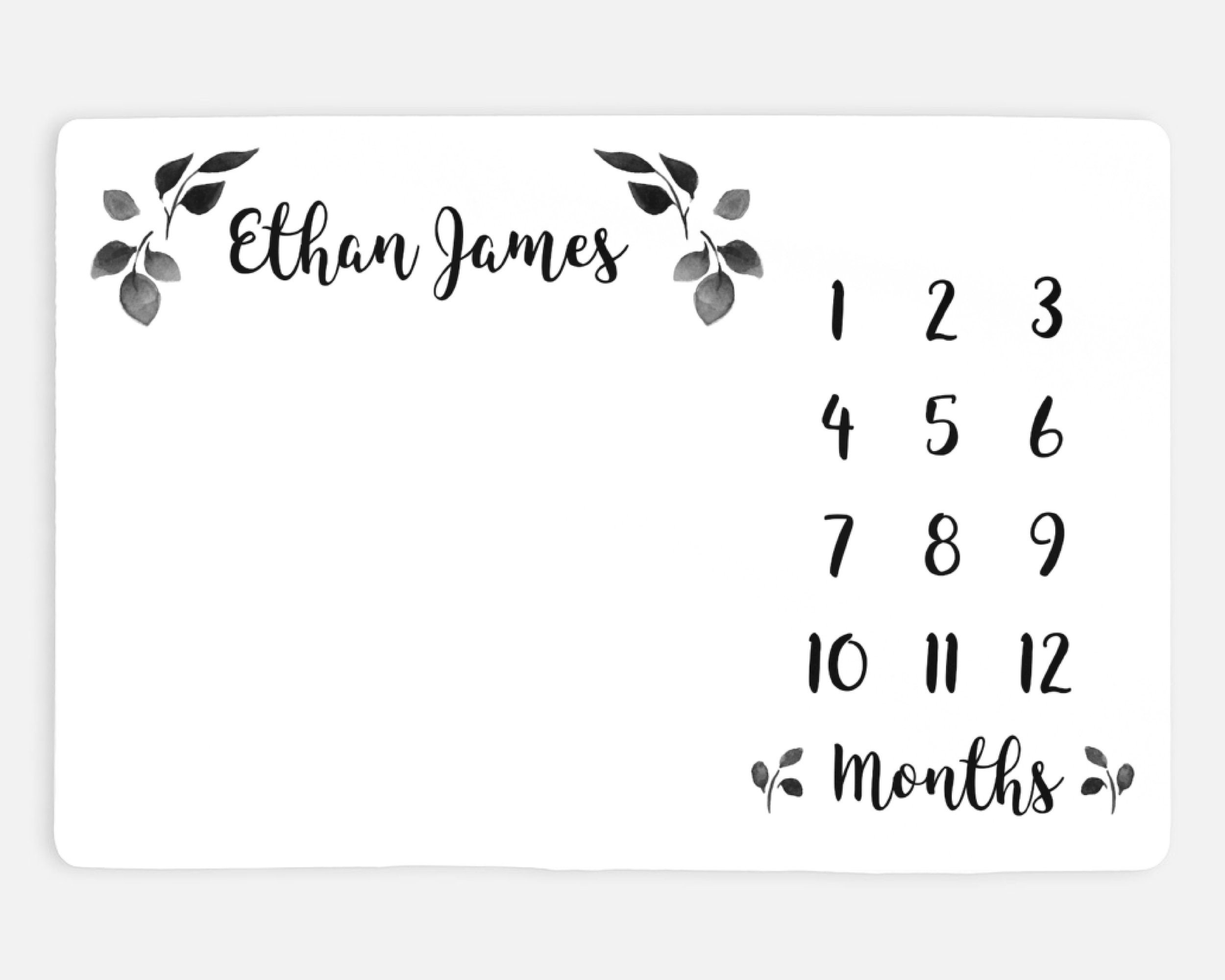 Baby Monthly Milestone Blanket Black Monochrome Age Blanket Etsy