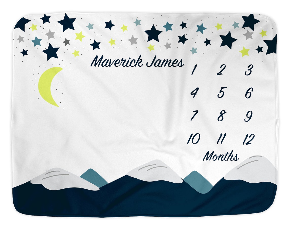 Baby Monthly Milestone Blanket Month Blanket Boy Personalized Etsy