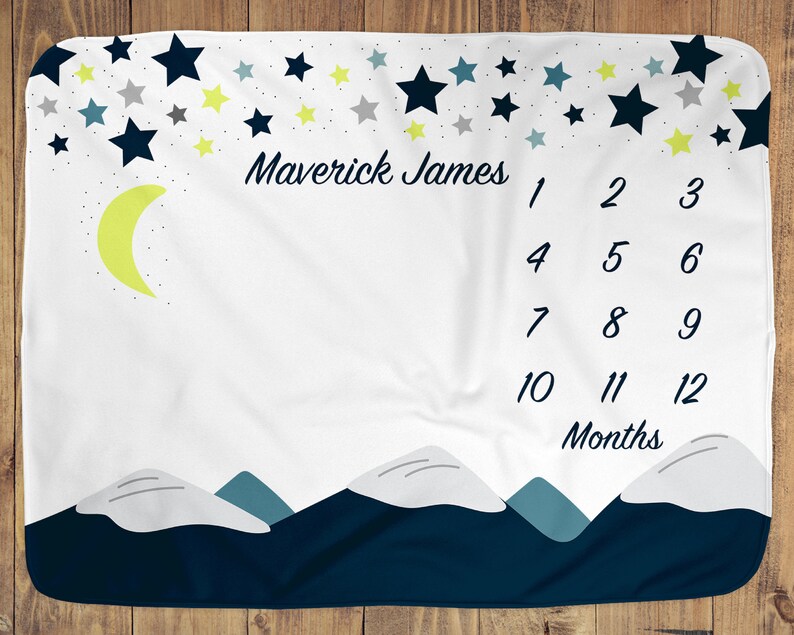 Baby Monthly Milestone Blanket Month Blanket Boy Personalized Etsy