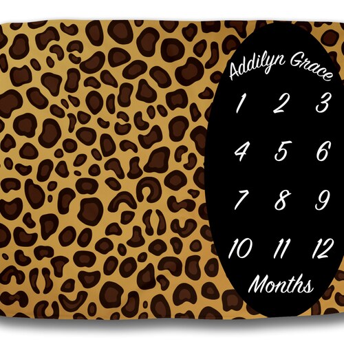 Leopard Baby Monthly Milestone Blanket Personalized Animal Etsy