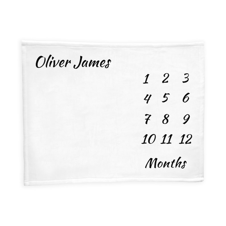 Baby Monthly Milestone Blanket Personalized Black Monochrome Etsy