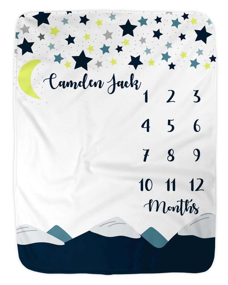 Stars Baby Monthly Milestone Blanket Month Blanket Boy Etsy