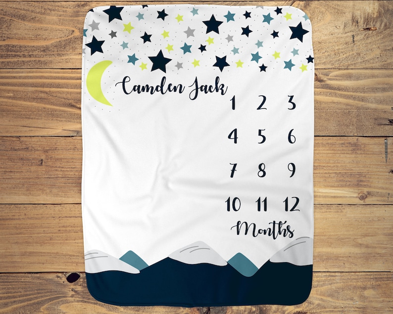 Stars Baby Monthly Milestone Blanket Month Blanket Boy Etsy