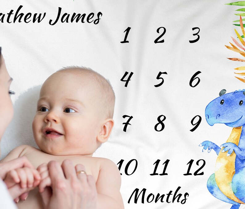 Dinosaur Baby Monthly Milestone Blanket Infant Month Blankets Etsy