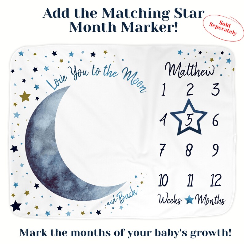 Star Milestone Marker Blue Milestone Blanket Marker Set Etsy