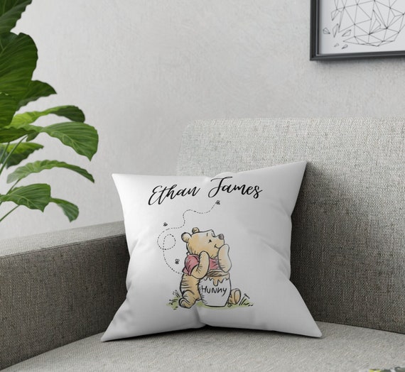Pooh Bear Personalized Pillow Classic Pooh Bear Baby Pillow Winnie pooh Bear Baby Pillowcase Pooh Nursery Room Decor Name Throw Pillow Etsy