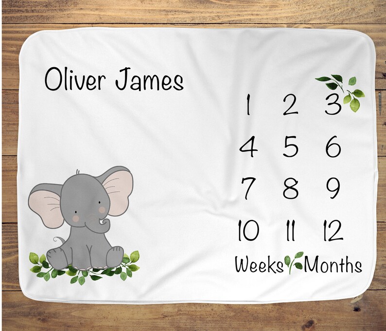 Baby Monthly Milestone Blanket Elephant Animal Boy Girl Etsy