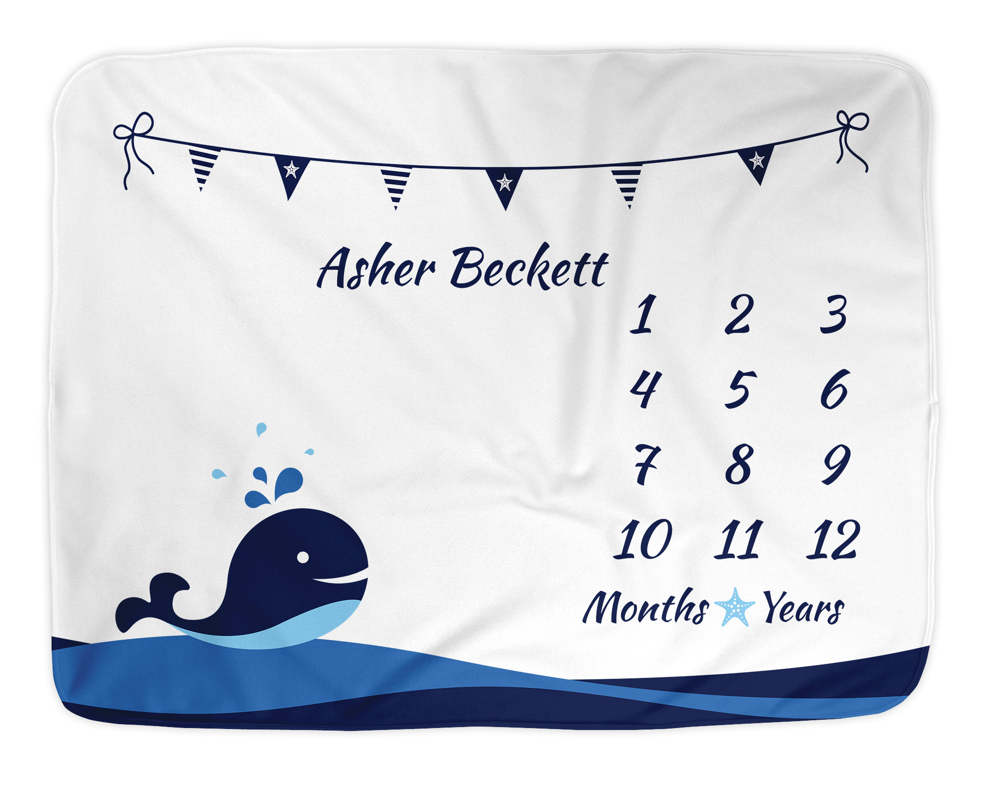 Nautical Baby Monthly Milestone Blanket Boy Whale Month Etsy