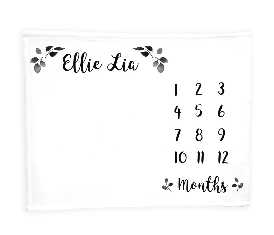Baby Monthly Milestone Blanket Black Monochrome Age Blanket Etsy
