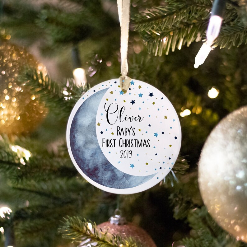 Stars Personalized Baby's First Christmas Tree Ornament Etsy