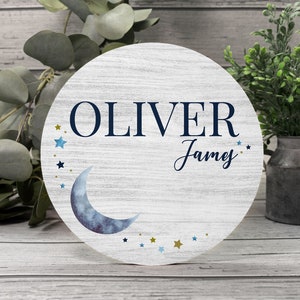 Personalized Nursery Name Sign, Hospital Birth Stat Announcement, I Love You to the Moon and Back, Wooden Round Crib Sign, Baby Shower Gift