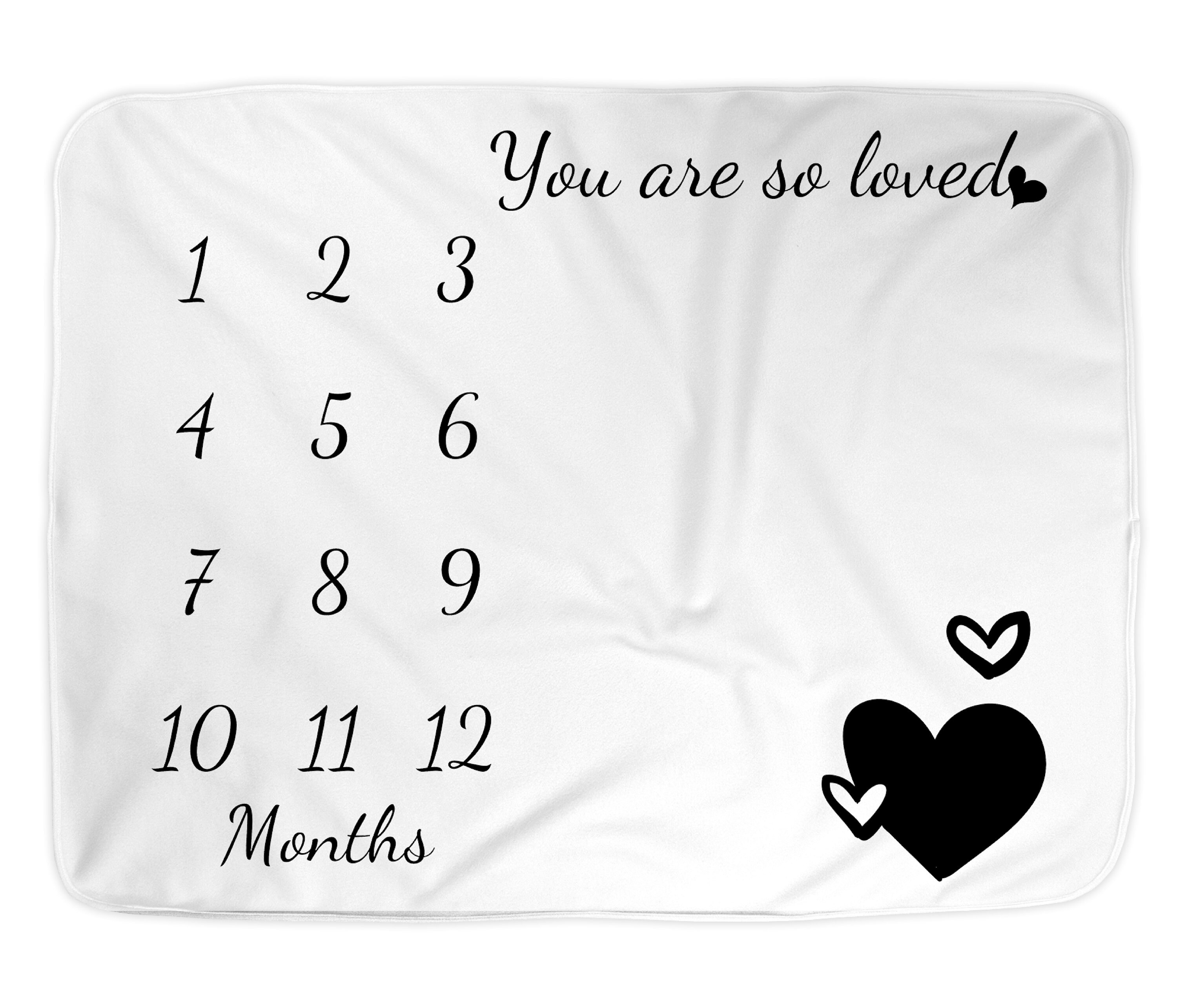 Baby Monthly Milestone Blanket Personalized Heart Age Etsy