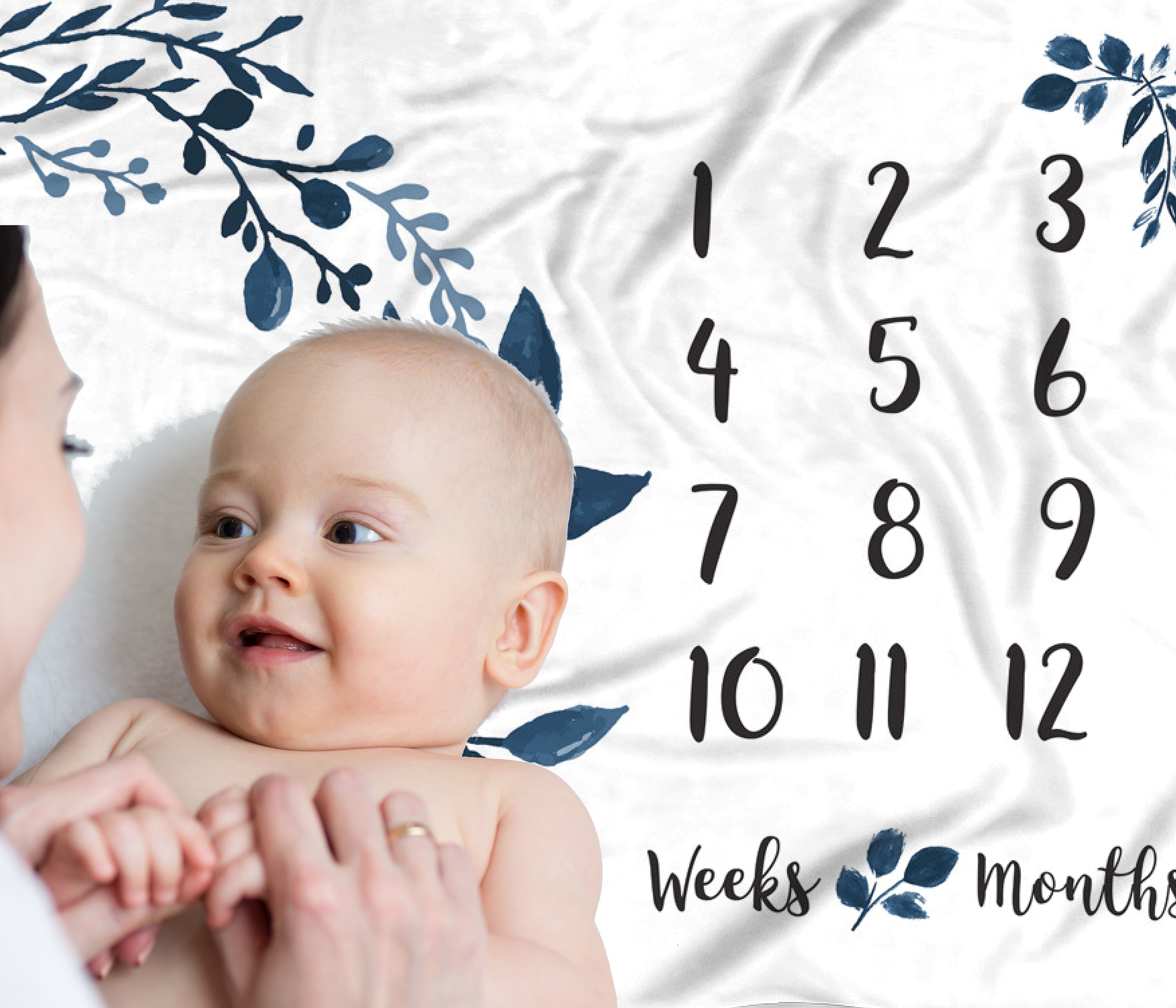 Baby Monthly Milestone Blanket Milestone Wreath Blanket Etsy