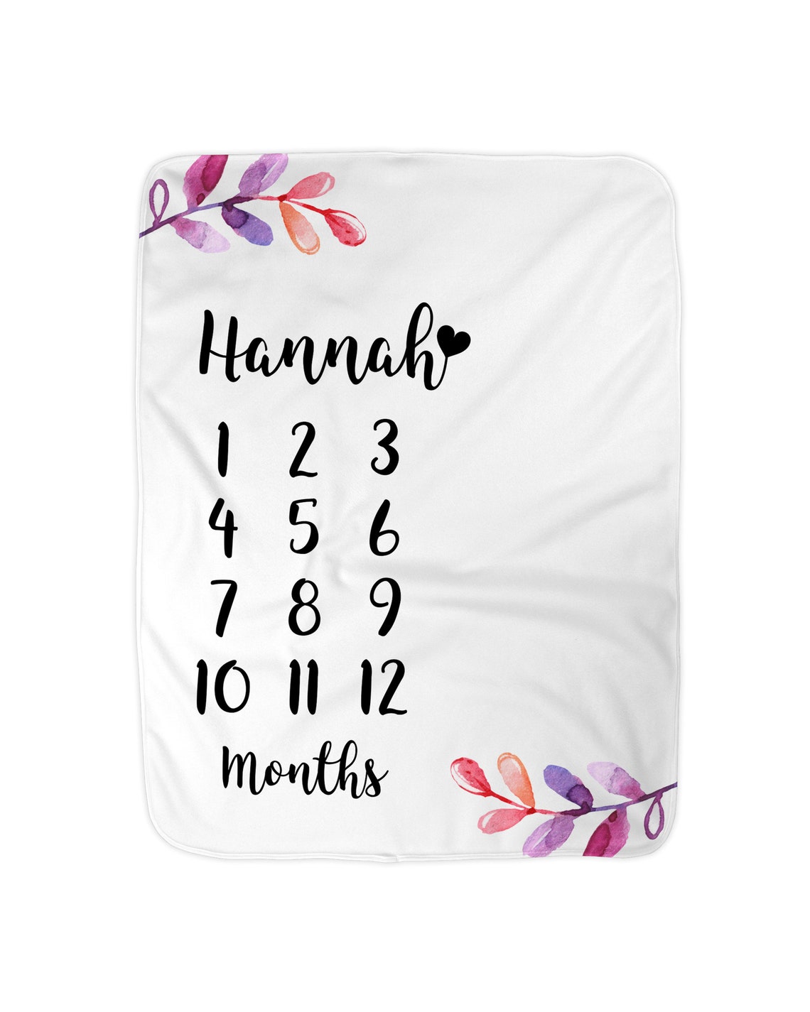 Floral Baby Month Blanket Girl Purple Watercolor Milestone Etsy
