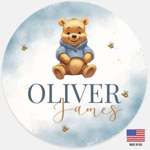 Pooh Bear Baby Birth Stat Announcement, Personalized Wood Name Sign, Nursery Wall Decor Boy, Hospital Baby Sign, Baby Shower Gift