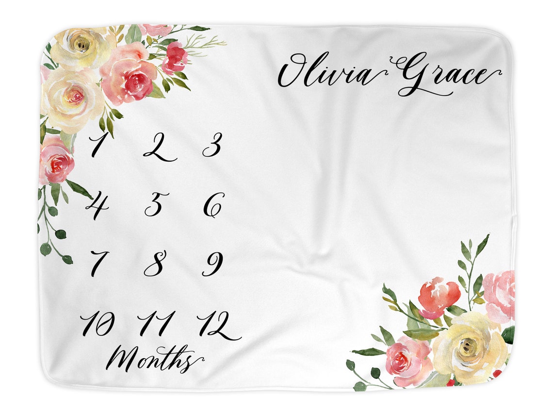 Personalized Baby Month Blanket Girl Monthly Milestone Etsy