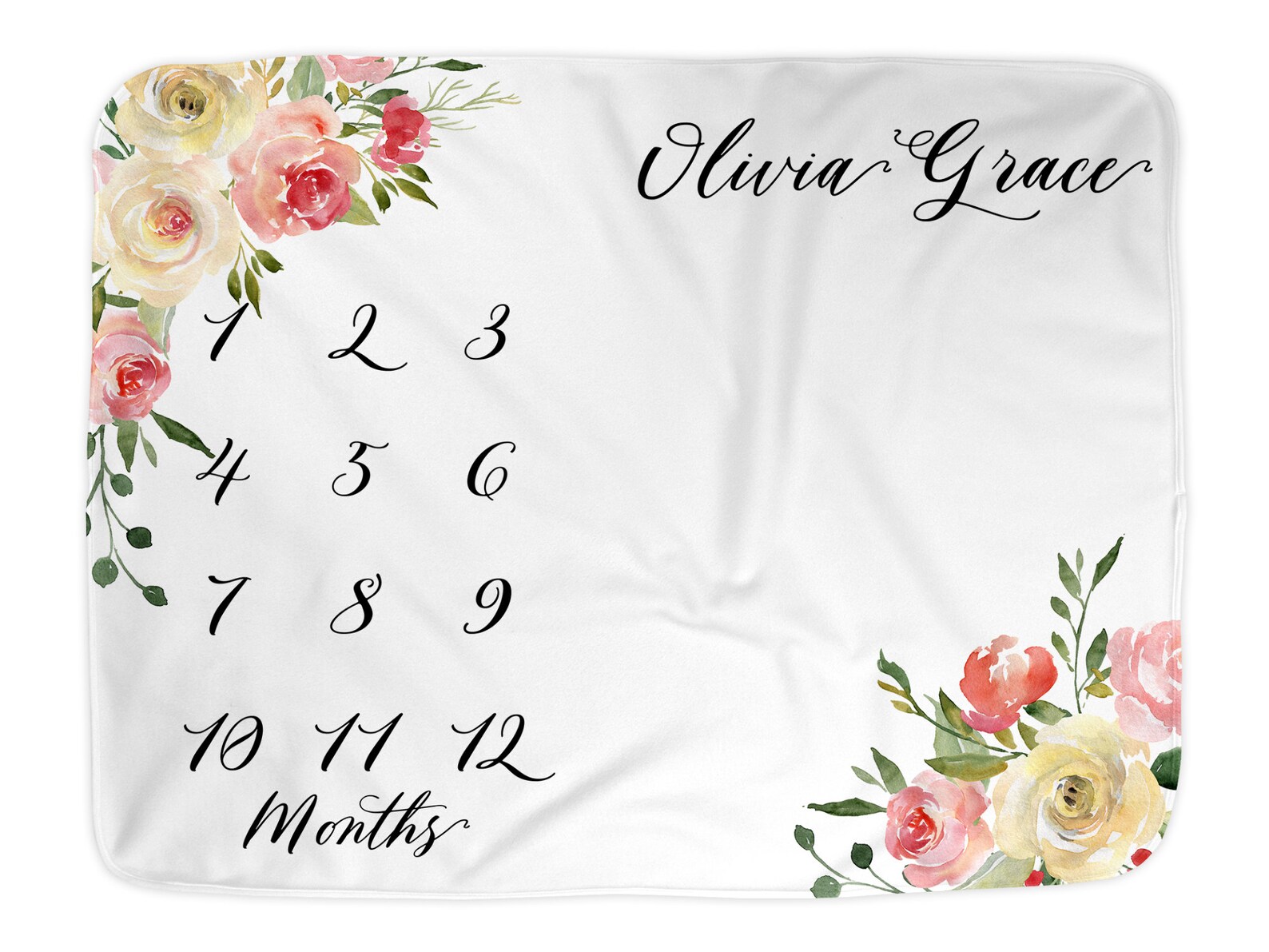 Personalized Baby Month Blanket Girl Monthly Milestone Etsy