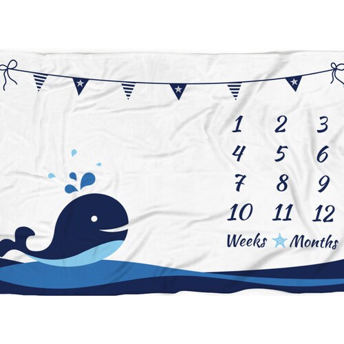 Under the Sea Baby Milestone Blanket / Fish Ocean Milestone / Etsy