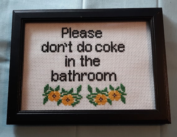 Coke in the Bathroom Snarky Cross Stitch
