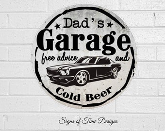 Dad Any Name Gift Car Lover Escort Focus ST Mustang Personalised Grey Ford Garage Vintage Small Tin Sign