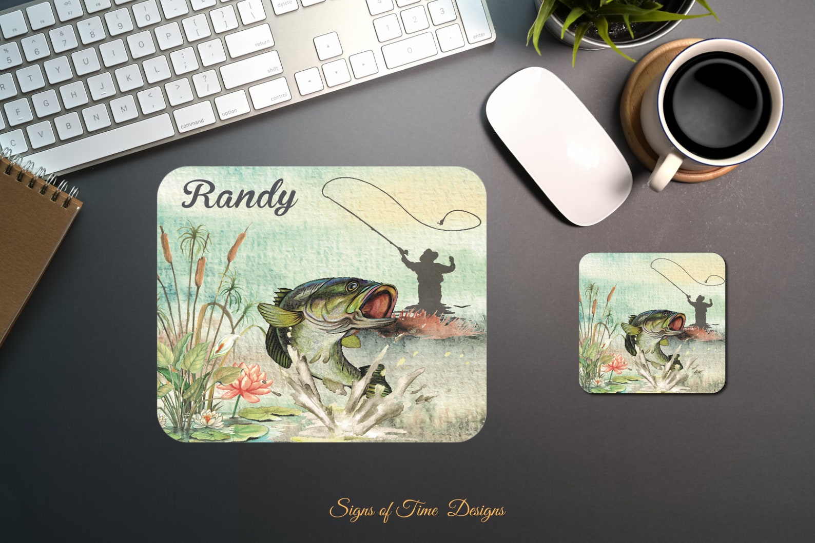 Personalized Fishing Mousepad Set Custom Gift for Dad Etsy