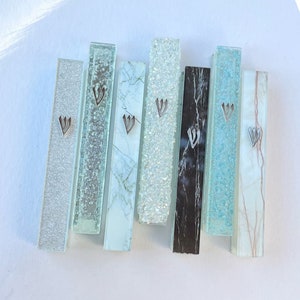 Modern Glass Mezuzah Case + NON-Kosher Scroll Included, Mezuzah Installation Guide, Protection for Home & Perfect Gift