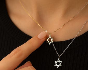 Pozłacany naszyjnik z gwiazdą Dawida, elegancki wisiorek żydowski