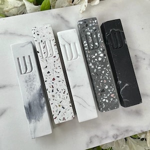 Modern Mezuzah Stone/Concrete Design, Indoor & Outdoor Home Blessing + Free NON kosher Scroll Included