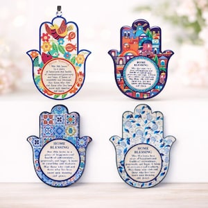 A&S Mezuzot Hamsa Wall Decor Evil Eye Charm Protection Amulet Home/Business Good Luck Charms in English/Hebrew Blessings