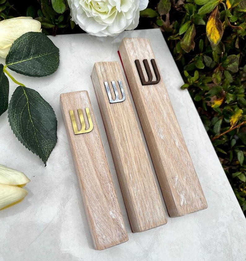 Wood Mezuzah Case Modern/Traditional Design , Home Blessing & Protection, Free NON-KOSHER Scroll Included image 9