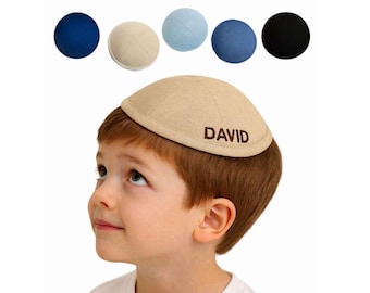 Personalized Kippah For Boys |  Embroidered Name Yalmuke Exclusive Quality Yarmulka Customized Kippah