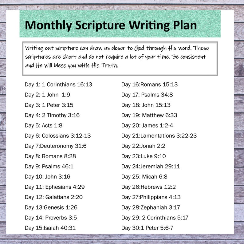 Monthly Scripture Writing Plan with Blank cards and Printable | Etsy