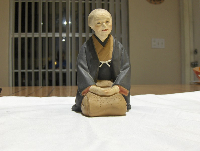 Japanese Hakata Urasaki Clay Doll Old Woman Etsy