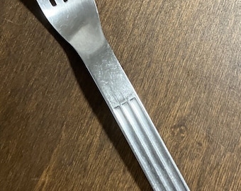 Dansk Thebe Stainless Flatware Serving Fork  Ribbed Handle  (3 Rib)