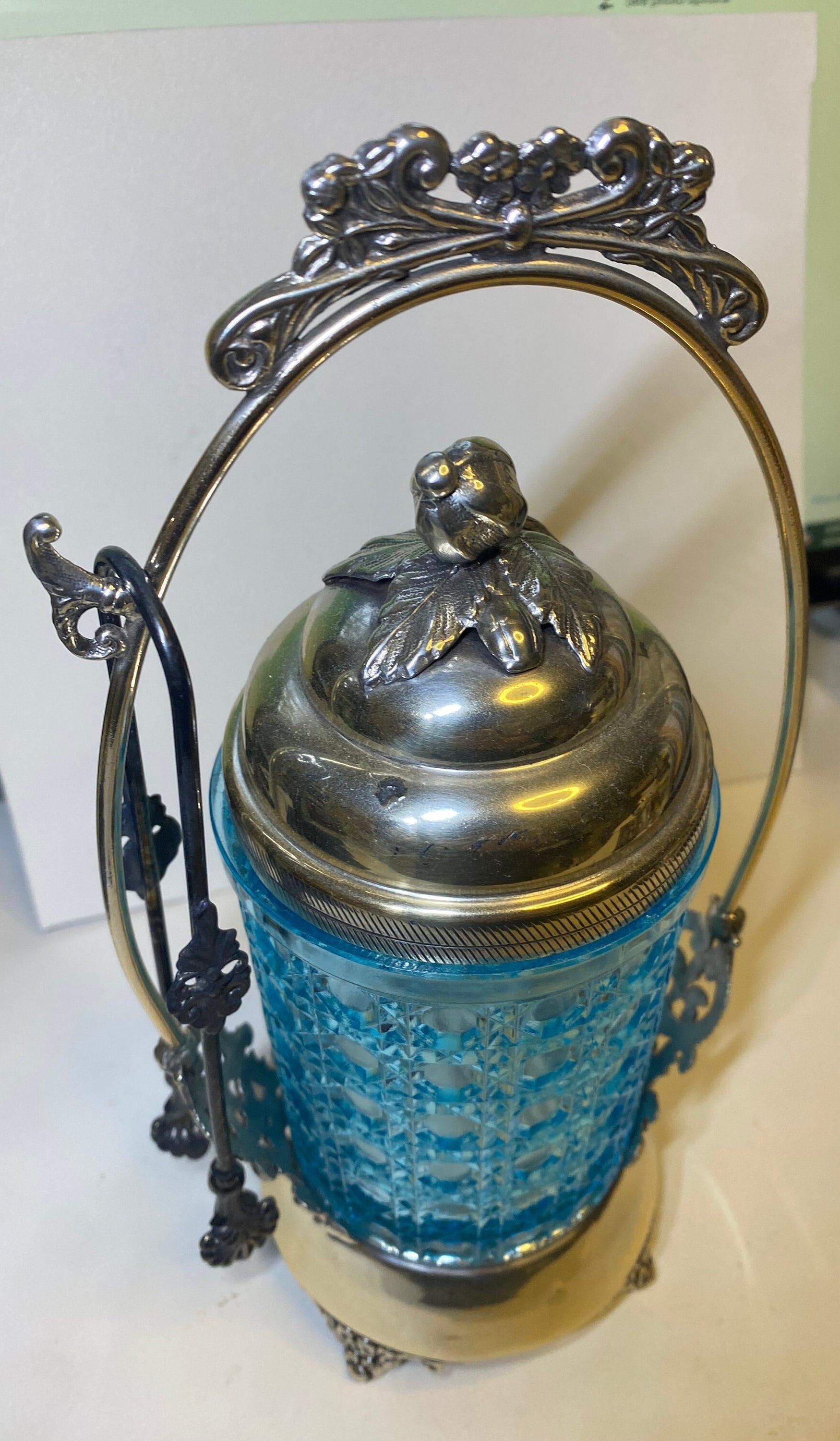 Victorian PICKLE Castor Aqua Glass Insert, Silver Plate STAND - Etsy