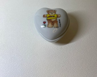 Vintage Enesco Heart Shaped Trinket Box