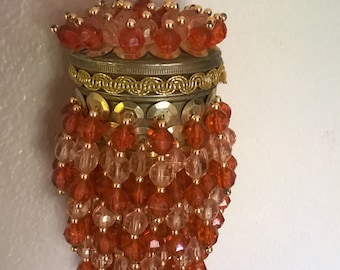 Vintage Flapper Gate top Powder Purse with Beads and Twist Off Top