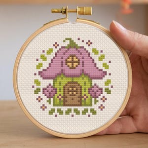 Tiny Fairy Flower House Cross Stitch Pattern: a Cute Spring Themed Beginner Small Pattern - Instant Download PDF | Woodland Cottagecore