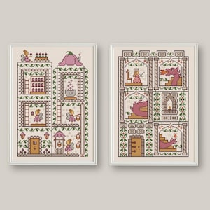 Fairytale Bundle | 2 Patterns: The Princess & The Dragon + Making Pixie Dust | Cross Stitch PDFs | Beginner Friendly | Magical, Whimsical