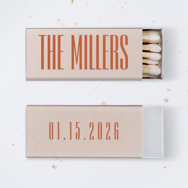 Foil Stamped Wedding Matchboxes: Personalized Party Favors