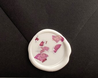 Dried Pink Rose Petal Wax Seal: Self-Adhesive Wedding Invitation Seal