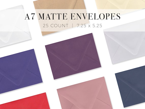 A7 Matte Euro Flap Envelopes: 7.25x5.25, 25 Pack