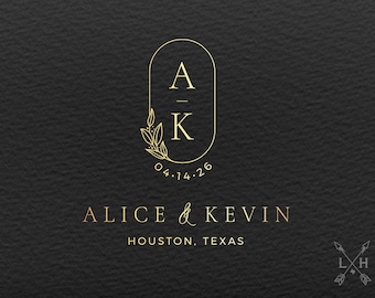 Floral Wedding Monogram Logo Design (Digital File)