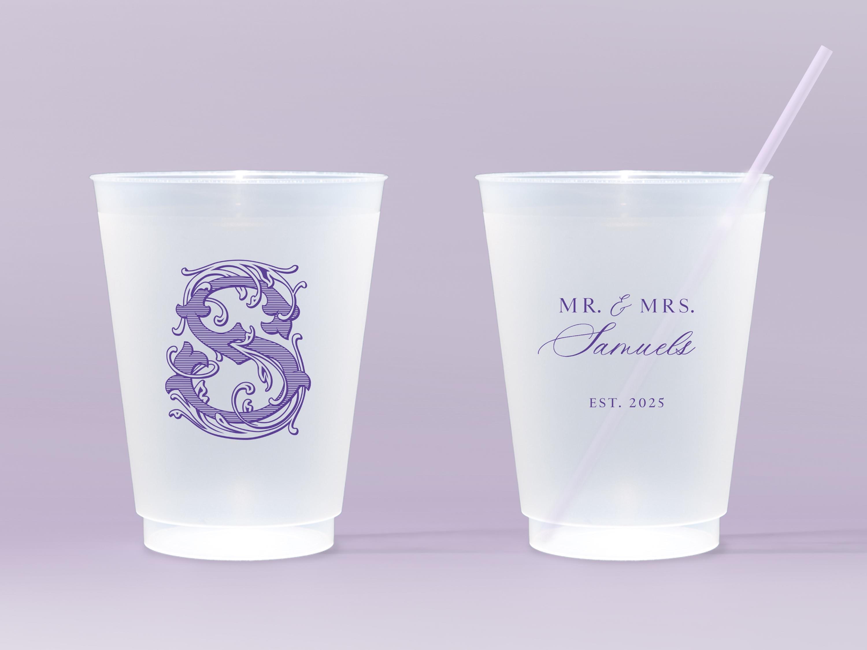 Monogrammed Frosted Cups for Weddings: Shatterproof Custom Barware, 7 Sizes  - Etsy