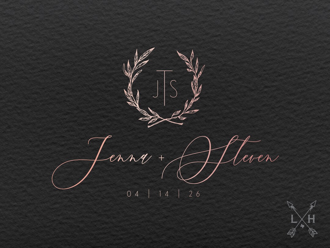 Floral Wreath Wedding Logo Design: Luxury Monogram (digital File) - Etsy