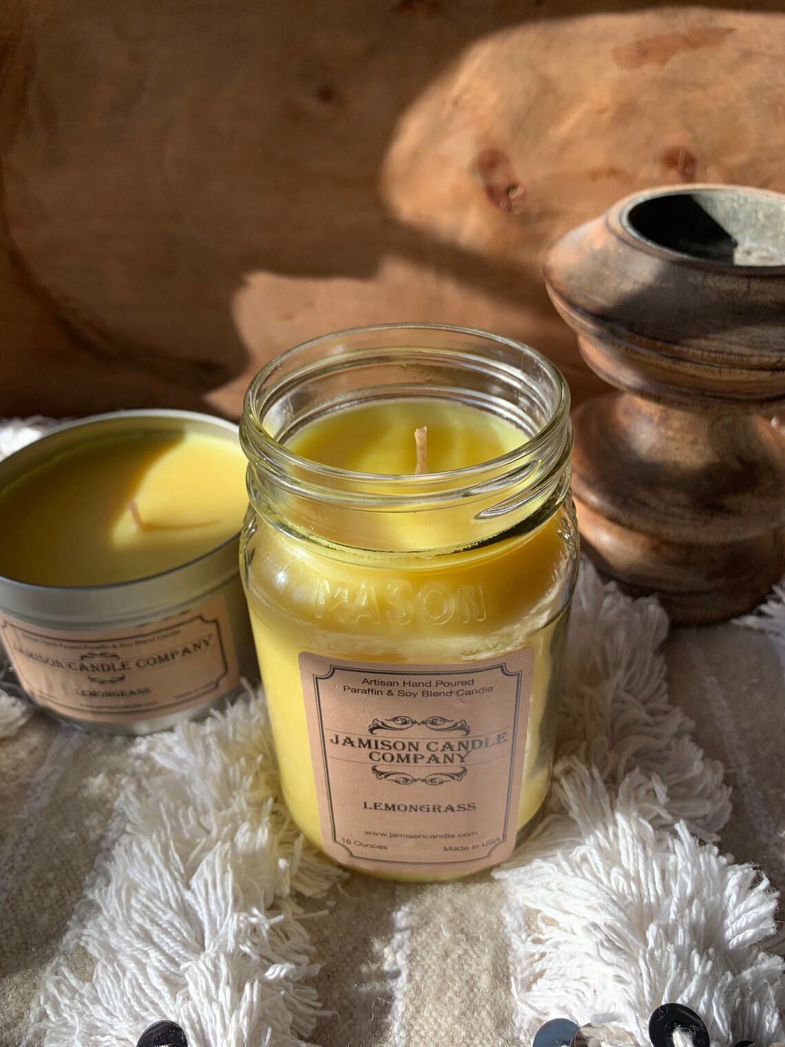 16oz Lemongrass Mason Jar Jamison Candle Company Etsy