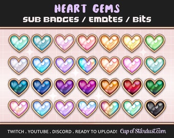 HEART Twitch Sub Badges / YouTube Emotes / Channel Points - YouTube + Discord Ready in All Sizes