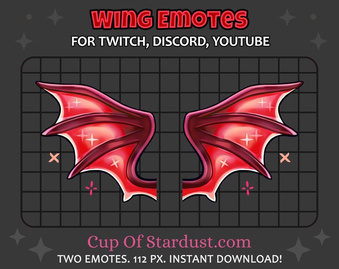 Red Twitch Wing Emotes - Demon Dragon Wings - Discord / YouTube / Twitch Emotes