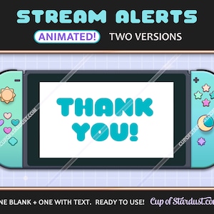 ACNH Switch Stream Alerts Animated Pastel Blue-Green Twitch / YouTube Alerts image 1